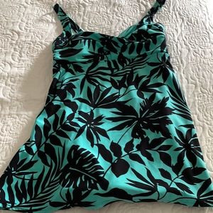 Swimsuit. Teal and black. Size 8
